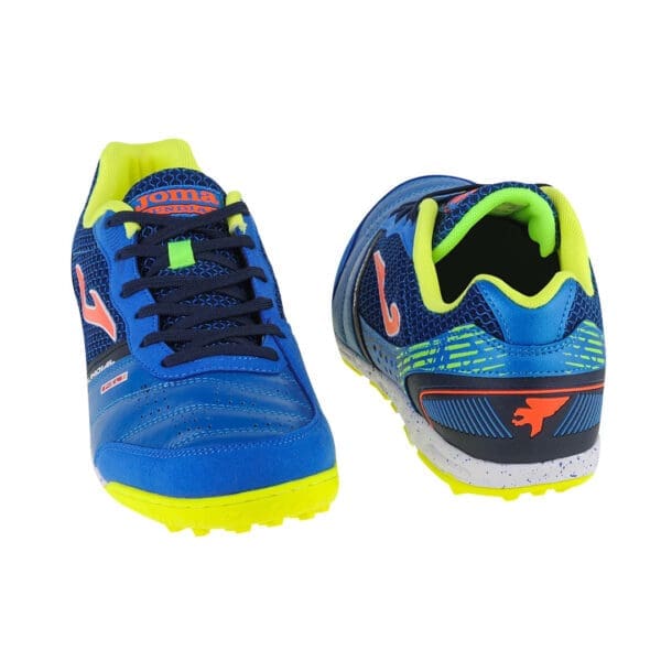 Blue and yellow Joma soccer shoes.