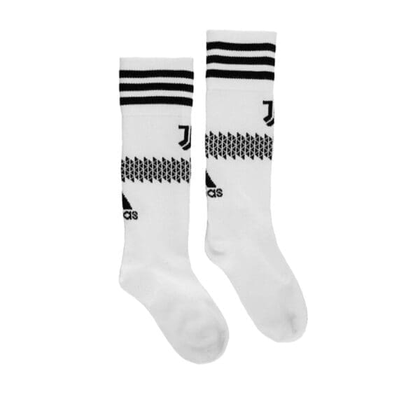 White and black Juventus Adidas socks.