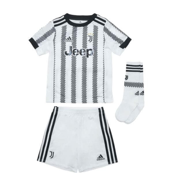 Juventus soccer jersey, shorts, and socks.