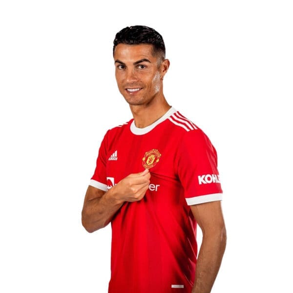 Cristiano Ronaldo in Manchester United jersey.