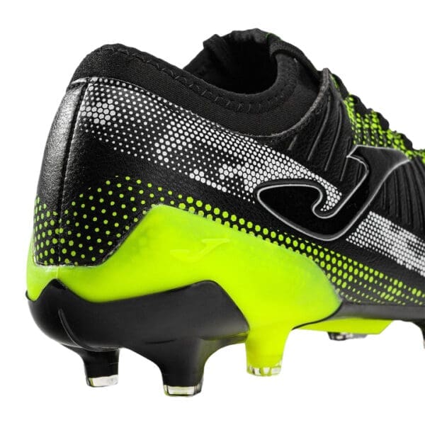 Black and neon yellow soccer cleats.