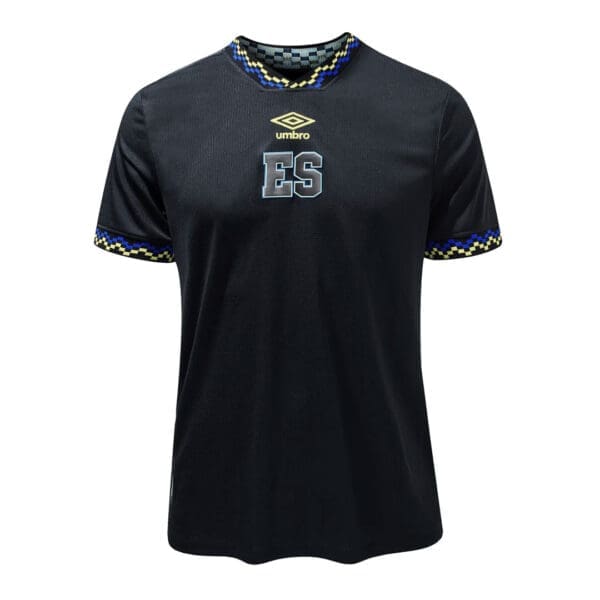 Black soccer jersey with Umbro logo and ES.