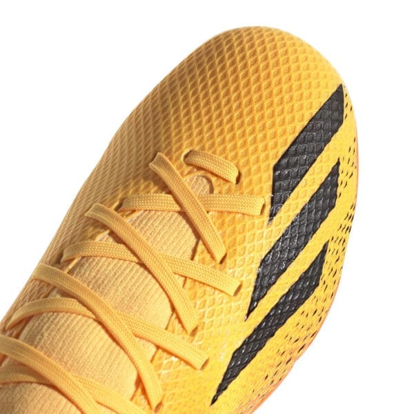 Yellow and black Adidas soccer cleat.