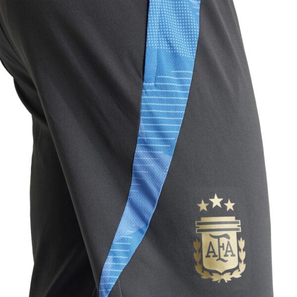 Argentina soccer shorts with blue stripe.