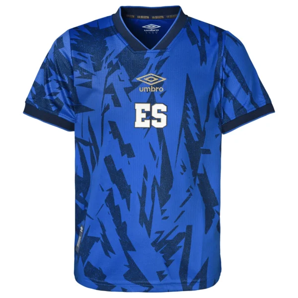 Blue and black soccer jersey with "ES" on chest.