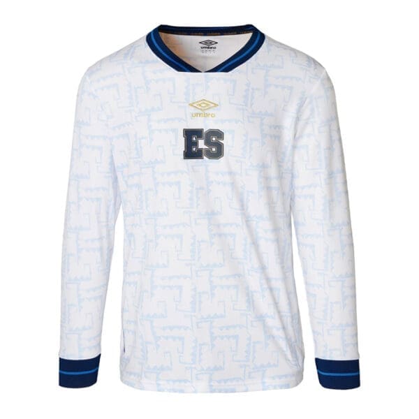 White long-sleeve soccer jersey with ES logo.