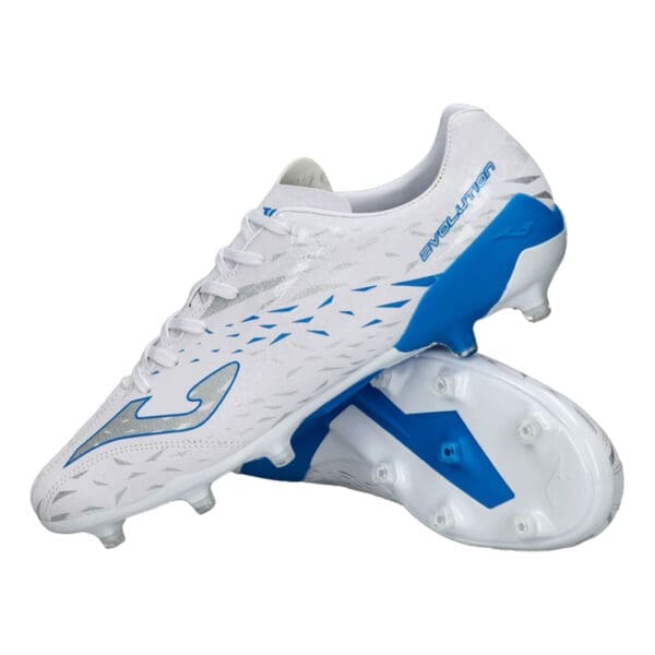 White and blue football cleats.