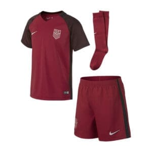 Red US Soccer youth uniform set.