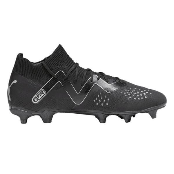 Black Puma soccer cleats with silver accents.