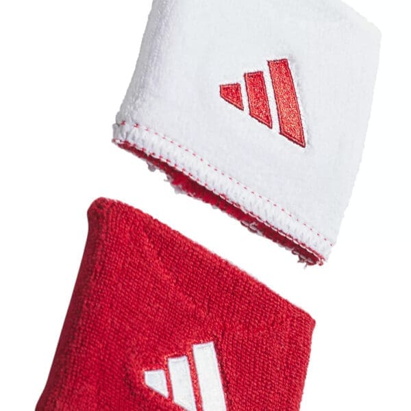 Red and white Adidas wristbands.