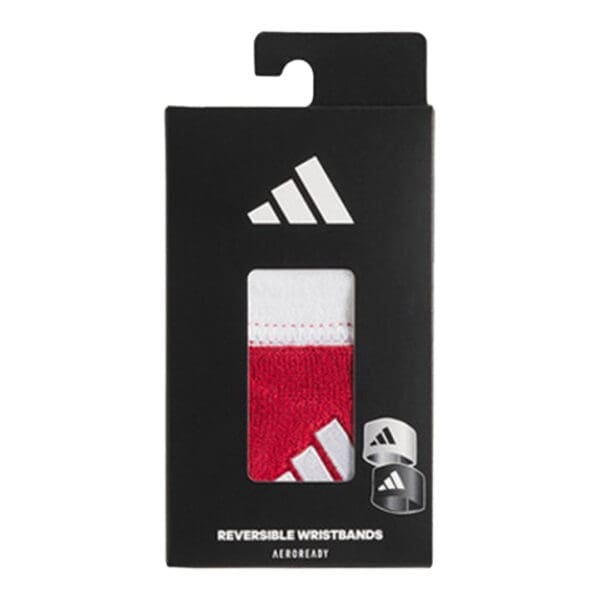 Adidas red and white reversible wristbands.