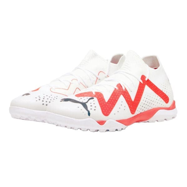 White and red Puma football boots.