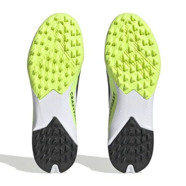 Adidas Crazyfast soccer cleats, bottom view.