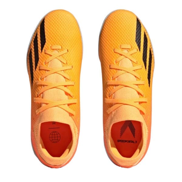 Orange and black Adidas Speedportal.3 shoes.