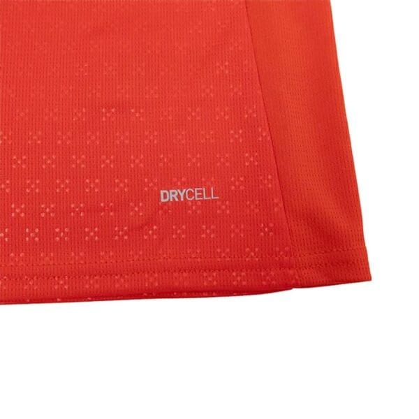 Red DryCELL athletic shirt bottom hem.