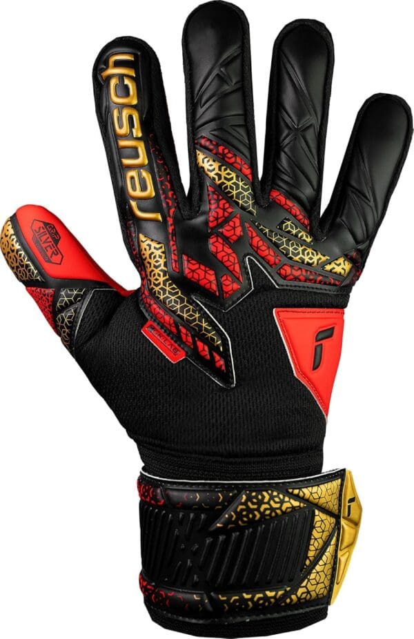 Reusch Attrakt Silver Goalkeeper Gloves, Black/Gold/Red - Image 5
