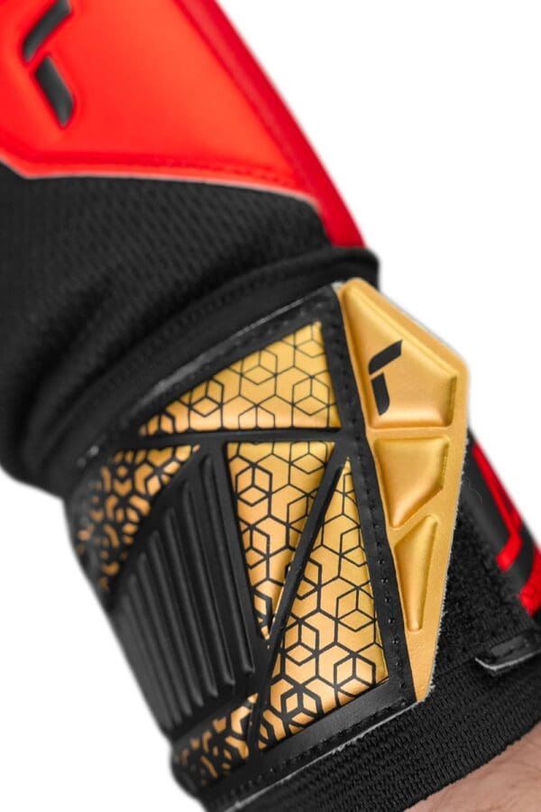 Reusch Attrakt Silver Goalkeeper Gloves, Black/Gold/Red - Image 3