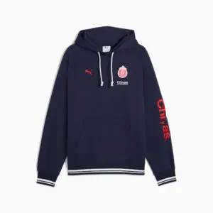 Navy Chivas hoodie with red logo details.