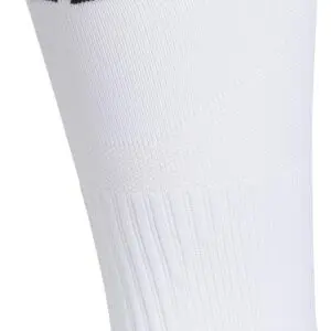 White sock with black logo design.