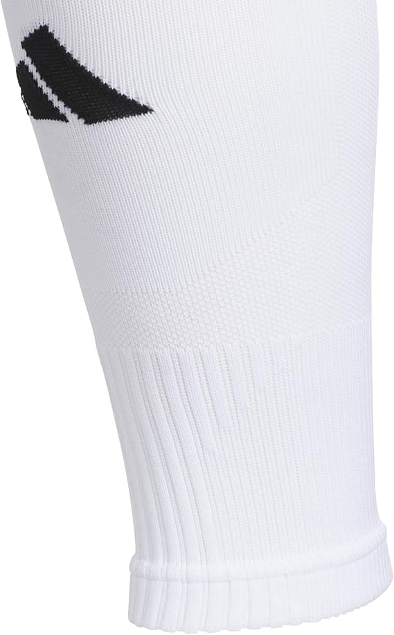 White sock with black logo design.