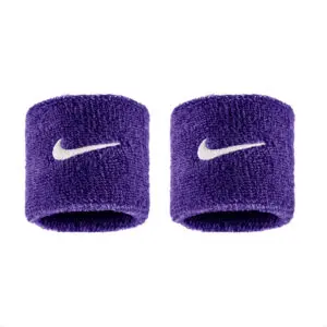 Two purple Nike wristbands with logo.