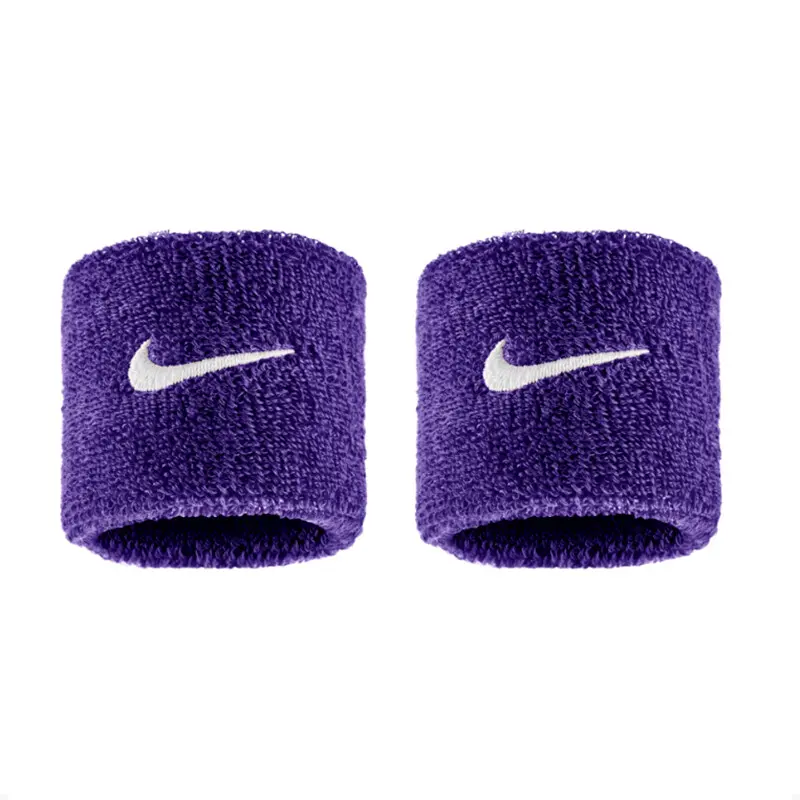 Two purple Nike wristbands with logo.