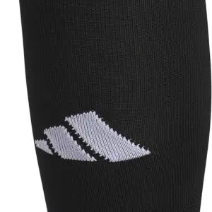 Black sock with white logo design.