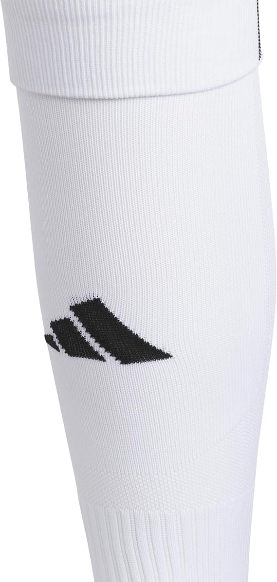 White sock with black logo design.