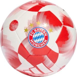 adidas FC Bayern Munich Home Club Soccer Ball, White/Red/Gold Metallic