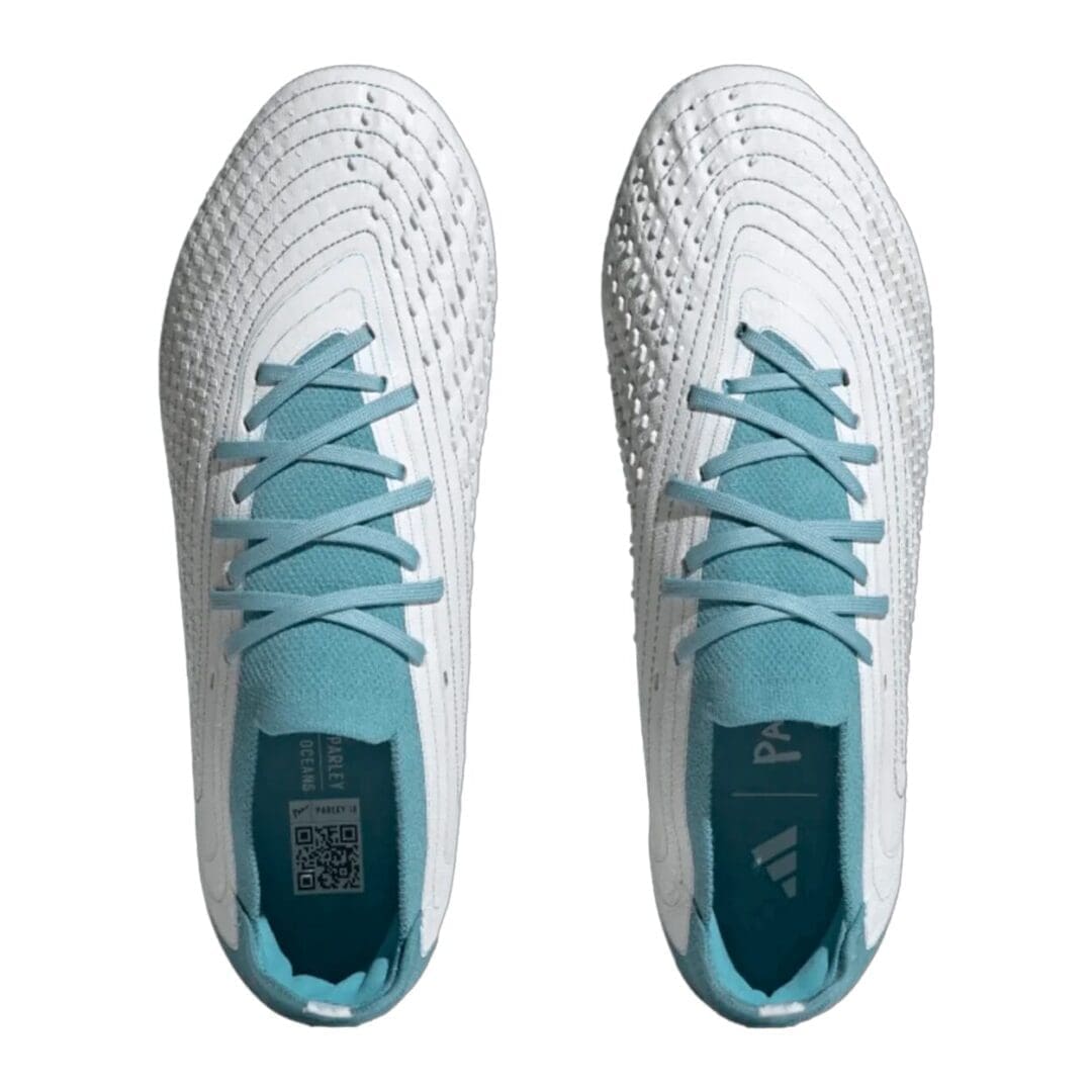 adidas Predator Accuracy.1 Firm Ground Cleats (White/Light Blue) - Image 3
