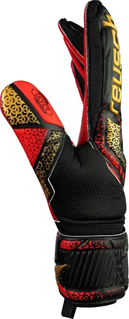Reusch Attrakt Silver Goalkeeper Gloves, Black/Gold/Red - Image 2