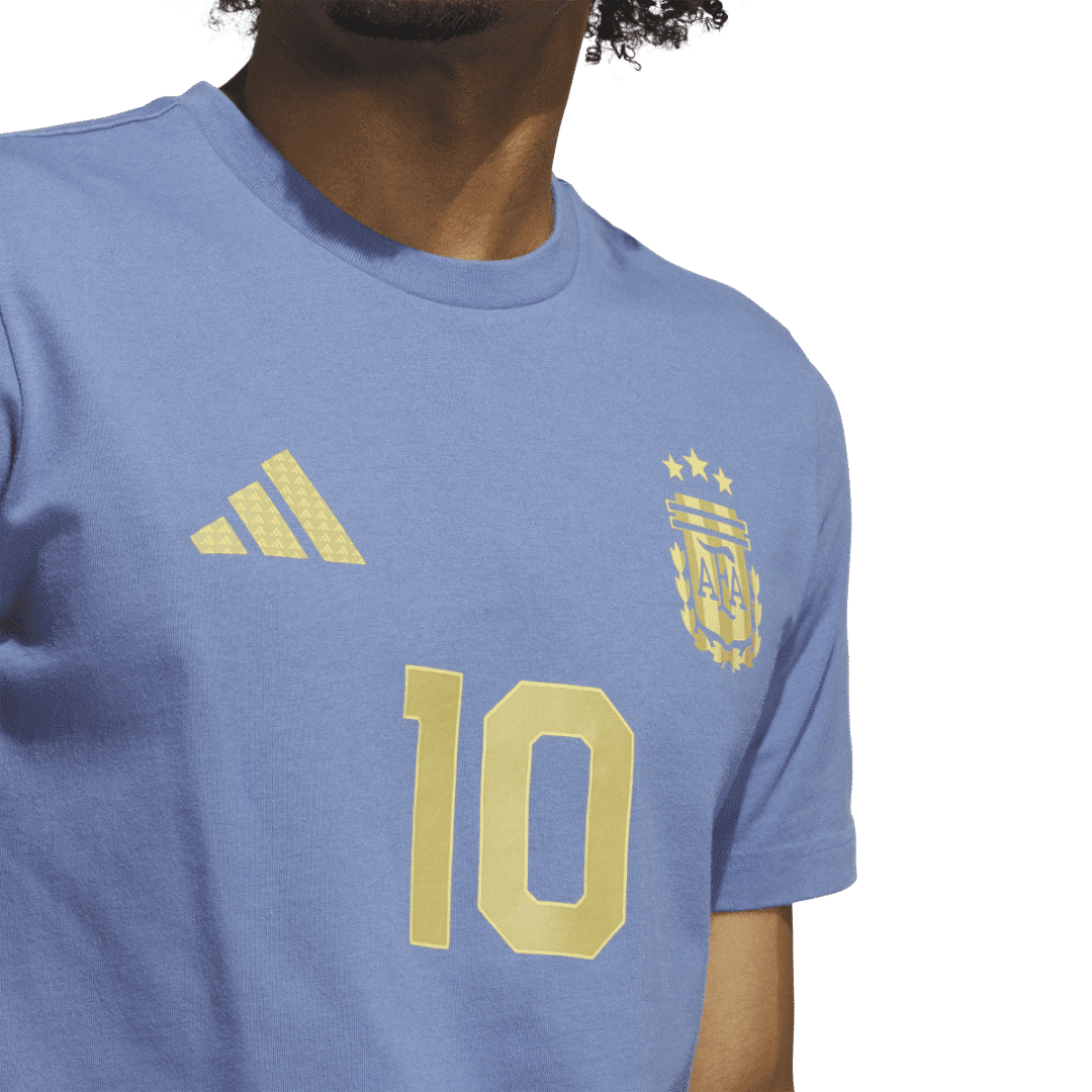 adidas Argentina Home Messi #10 Men's Graphic Tee 26 - Blue - Image 4