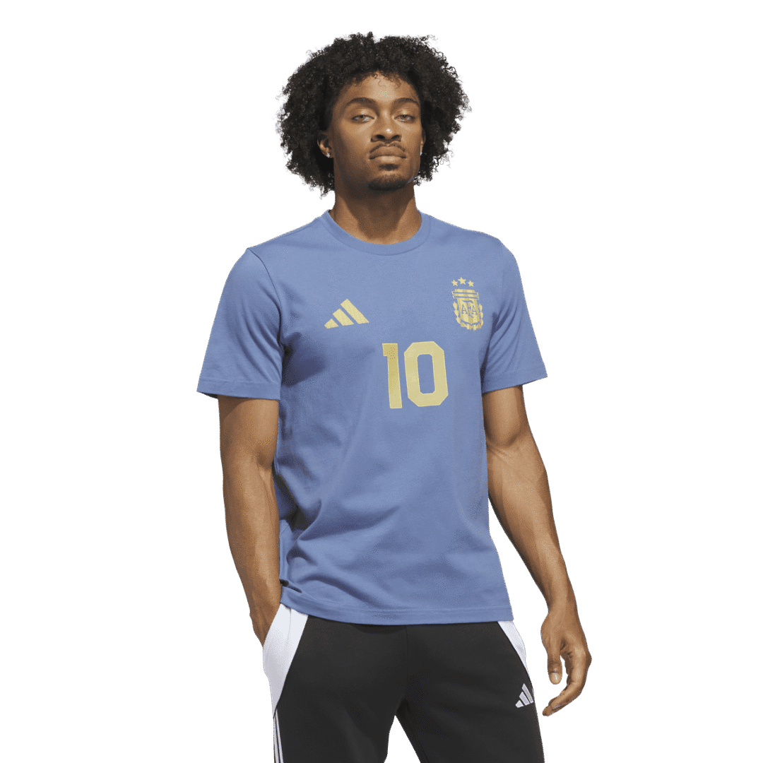 adidas Argentina Home Messi #10 Men's Graphic Tee 26 - Blue - Image 3